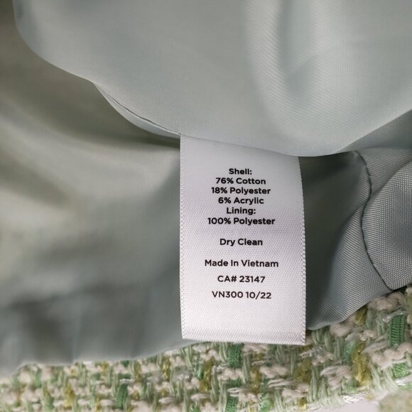 Talbots Tulip Patch Tweed Jacket Pastel Green Boucle Crew Neck Blazer Size 6P - Picture 6 of 6